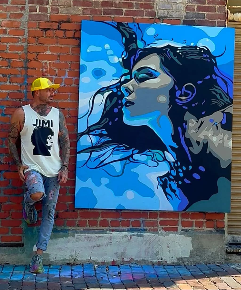 Whispers of the Ocean: A Dreamlike Portrait in Blue Tones