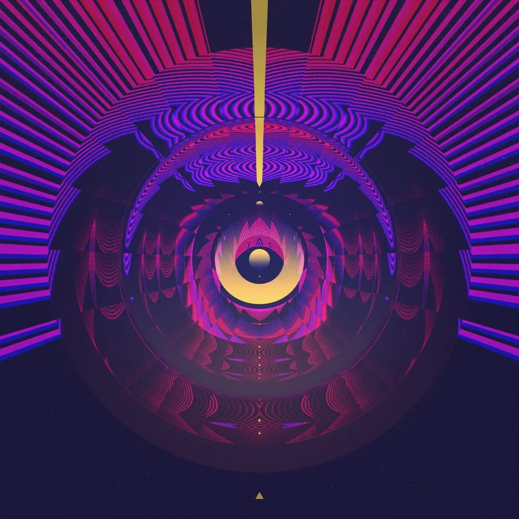 Vibrant Spiral Symphony: A Psychedelic Journey Through Geometric Dimensions