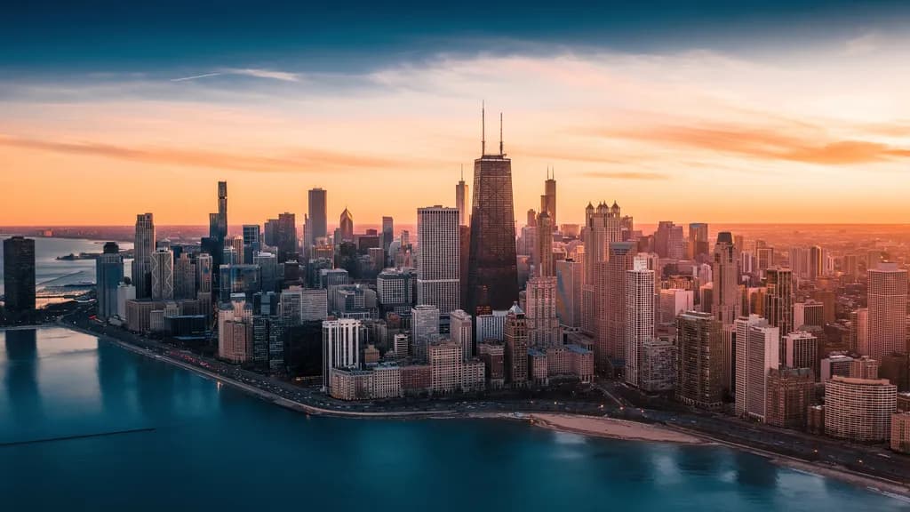 Urban Serenity: A Sunset Over Chicago's Skyline