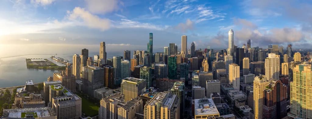 Urban Serenity: A Panoramic View of Chicago's Skyline at Dawn