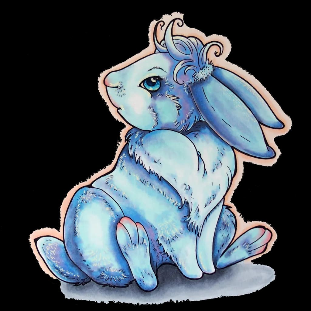 Whimsical Blue Bunny: A Playful Portrait of Fluffy Charm