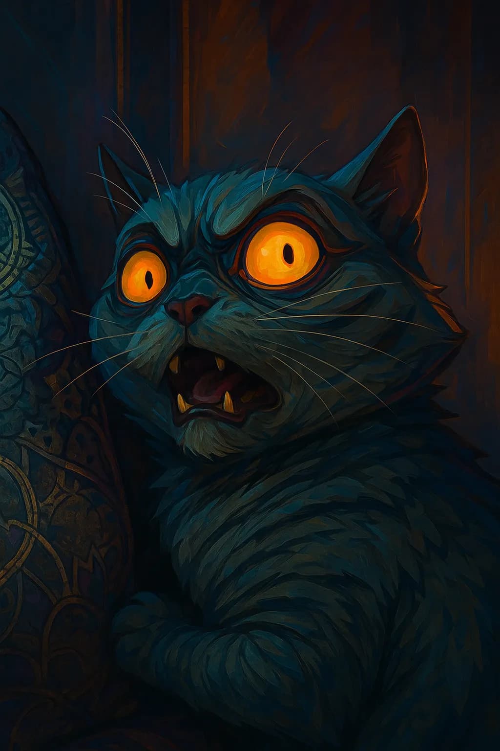 Whispers of the Night: The Enigmatic Gaze of a Fearful Feline