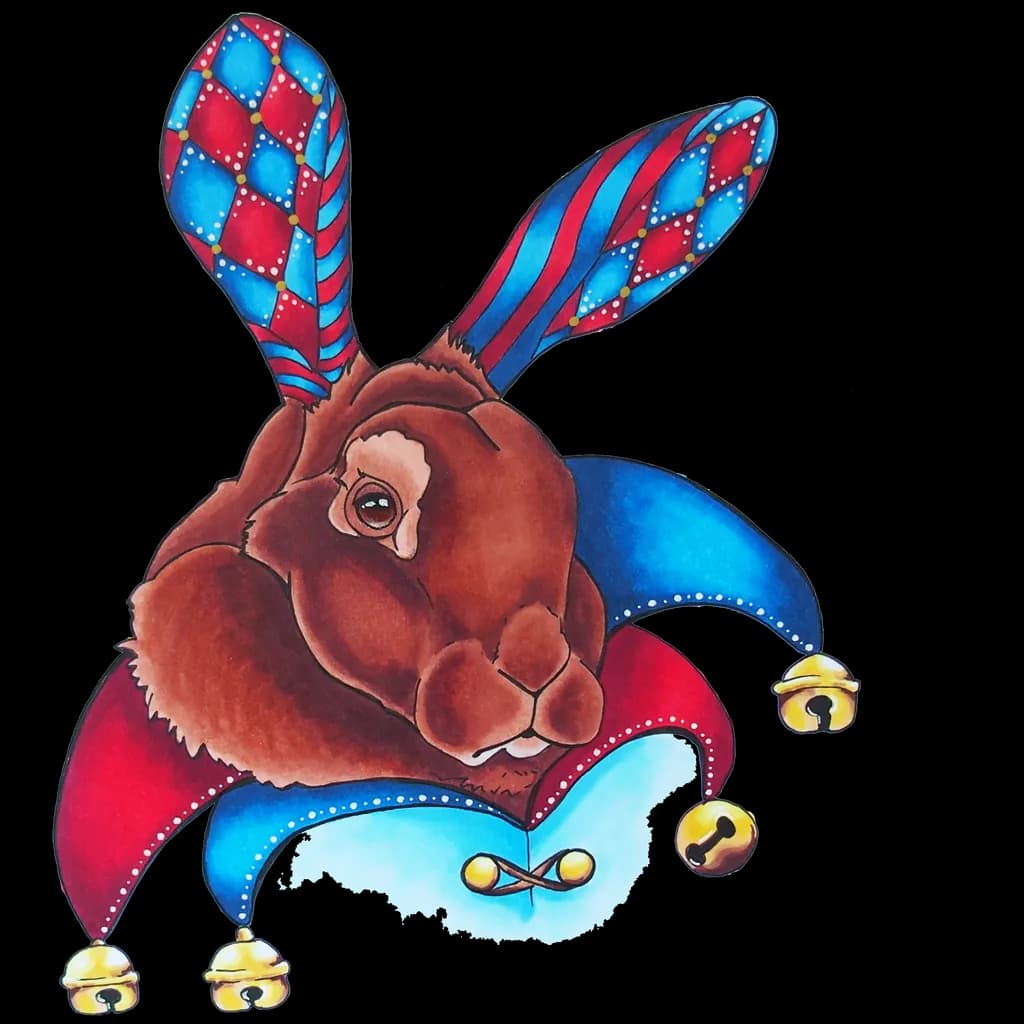Whimsical Jester Rabbit: A Playful Burst of Color and Joy